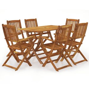 vidaXL 7 Piece Folding Outdoor Dining Set Solid Acacia Wood