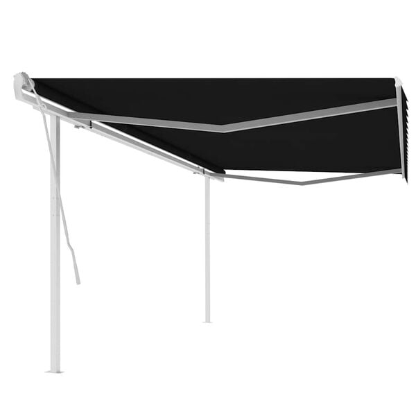 vidaXL Manual Retractable Awning with Posts 5x3 m Anthracite