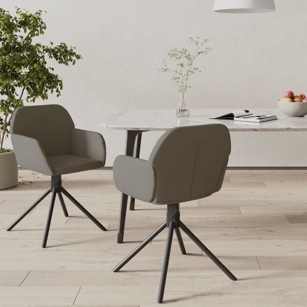 vidaXL Swivel Dining Chairs 2 pcs Dark Grey Velvet