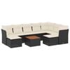 vidaXL 10 Piece Garden Sofa Set with Cushions Black Poly Rattan