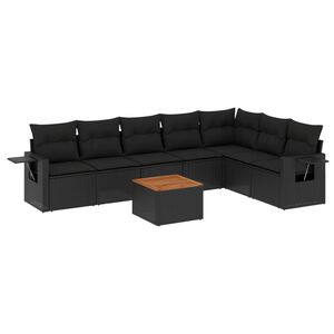 vidaXL 8 Piece Garden Sofa Set with Cushions Black Poly Rattan