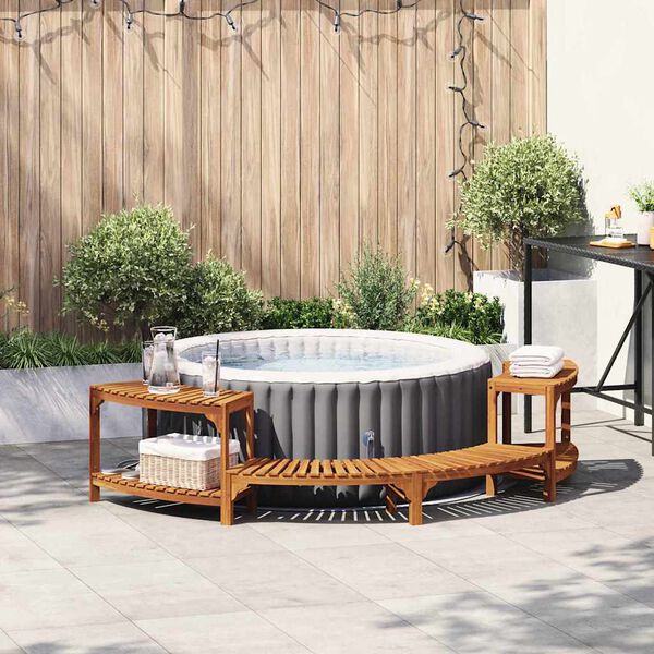 vidaXL Hot Tub Surround Half-Round Brown 252 x 112 x 55.5 cm