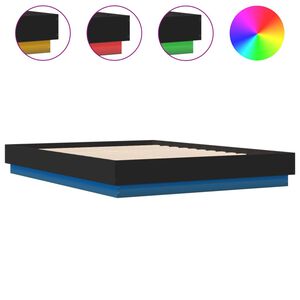 vidaXL Bed Frame with LED without Mattress Black 135x190 cm Double