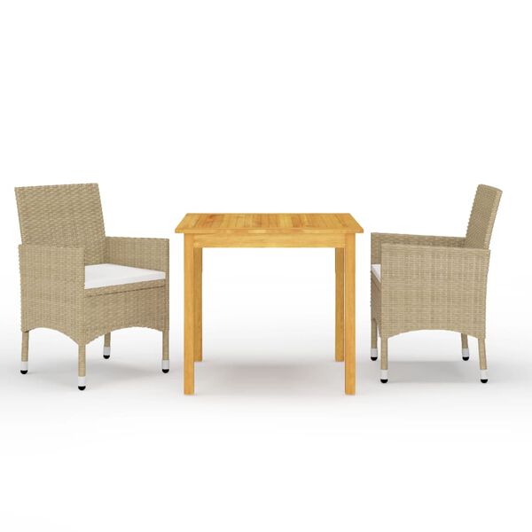 vidaXL 3 Piece Garden Dining Set Beige