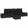 vidaXL Sofa Set with Cushion Manual 5 pcs Black Poly Rattan