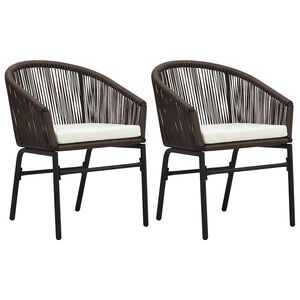 vidaXL Garden Chairs 2 pcs Brown PE Rattan