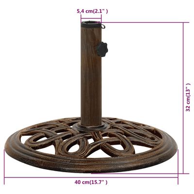 vidaXL Umbrella Base Bronze 40x40x32 cm Cast Iron