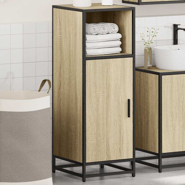 vidaXL Bathroom Cabinet Sonoma Oak 35x37.5x100 cm Engineered Wood