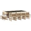 vidaXL 13 Piece Garden Dining Set with Cushions Beige Poly Rattan