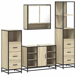 vidaXL 4 Piece Bathroom Furniture Set Sonoma Oak Engineered Wood