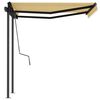 vidaXL Manual Retractable Awning with Posts 3x2.5 m Yellow and White