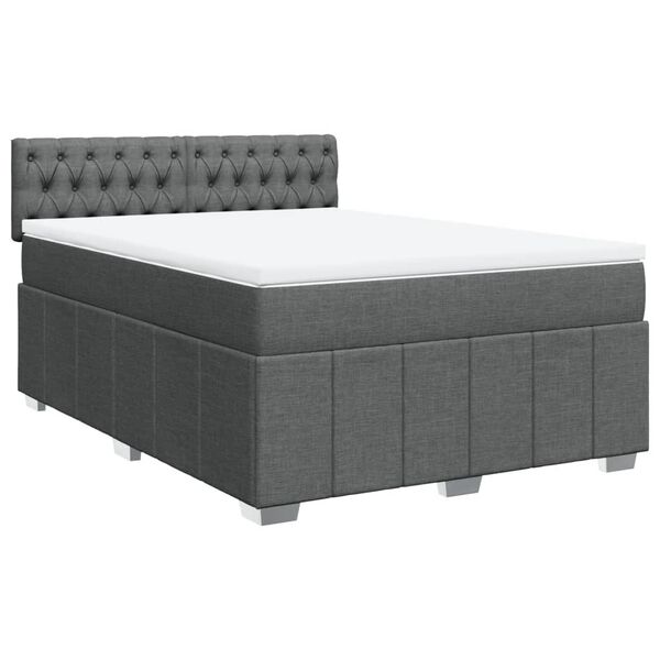 vidaXL Box Spring Bed with Mattress Black Queen Fabric