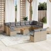 vidaXL 13 Piece Garden Sofa Set with Cushions Beige Poly Rattan