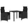 vidaXL Outdoor Dining Set 3 pcs Black Poly Rattan