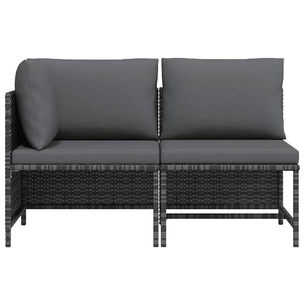 vidaXL 2 Piece Garden Sofa Set with Cushions Grey Poly Rattan