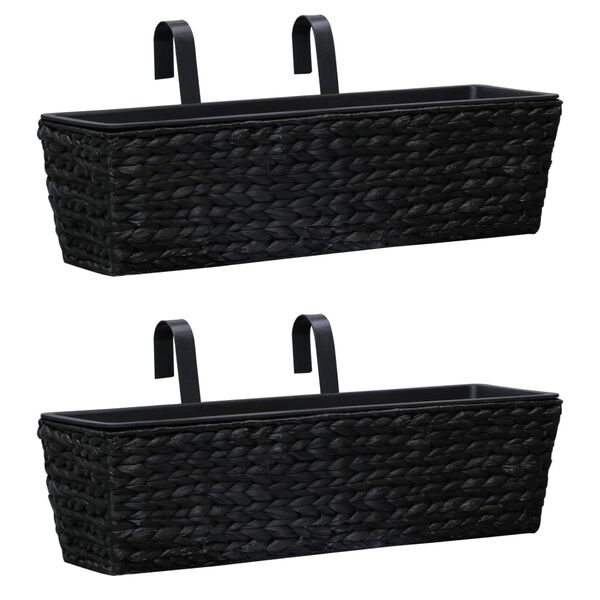 vidaXL Planters 2 pcs Water Hyacinth Black