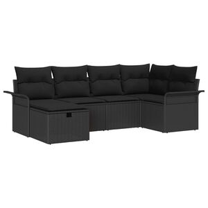 vidaXL Garden Sofa Set with Cushion with Storage 6 pcs Poly rattan