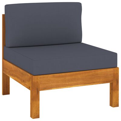 vidaXL 3-Seater Garden Sofa with Dark Grey Cushions Acacia Wood