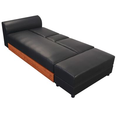 vidaXL Sofa Bed Black Artificial Leather
