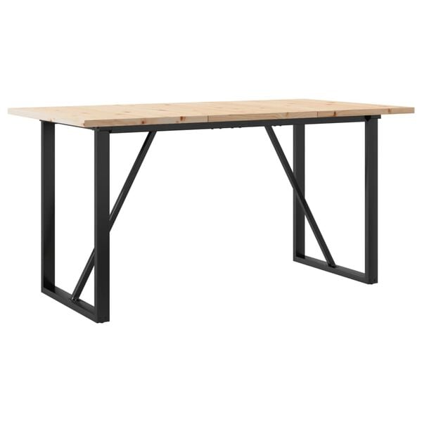 vidaXL Dining Table O-Frame 140x80x75.5 cm Solid Wood Pine and Steel