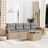 vidaXL 5 Piece Garden Sofa Set with Cushions Beige Poly Rattan