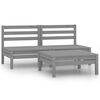 vidaXL 3 Piece Garden Lounge Set Solid Wood Pine Grey