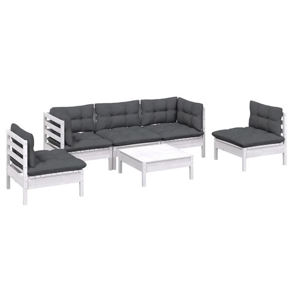 vidaXL 6 Piece Garden Lounge Set with Cushions Solid Pinewood