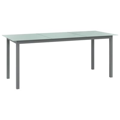 vidaXL Garden Table Light Grey 190x90x74 cm Aluminium and Glass