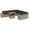 vidaXL 11 Piece Garden Sofa Set with Cushions Grey Poly Rattan