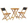 vidaXL 3 Piece Bistro Set Black Polypropylene and Solid Wood
