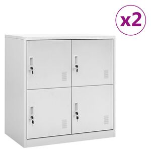 vidaXL Locker Cabinets 2 pcs Light Grey 90x45x92.5 cm Steel