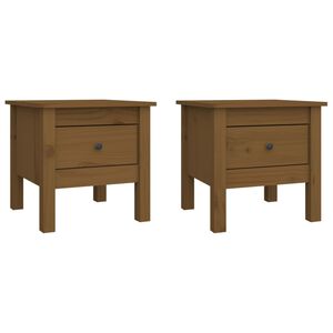 vidaXL Side Table | Set of 2 | Honey Brown | Solid Pine Wood | Small