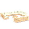vidaXL 14 Piece Garden Lounge Set with Cream Cushions Pinewood