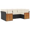 vidaXL 6 Piece Garden Sofa Set with Cushions Black Poly Rattan