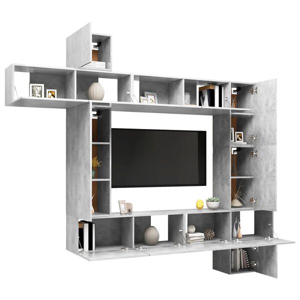 vidaXL 9 Piece TV Cabinet Set Concrete Grey Engineered Wood