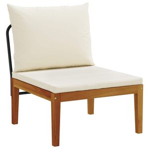 vidaXL Garden Middle Sofa with Cushions Solid Acacia Wood & Rope