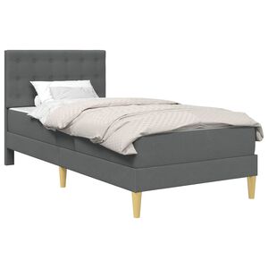 vidaXL Bed Frame with Mattress Dark Grey 90 x 190 cm Fabric
