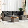 vidaXL 6 Piece Garden Sofa Set with Cushions Grey Poly Rattan