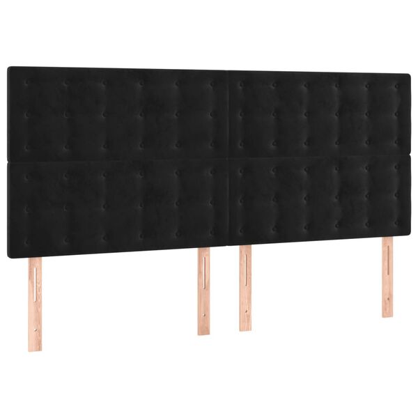 vidaXL LED Headboard Black 160 cm Velvet