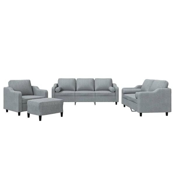 vidaXL 4 Piece Sofa Set with Pillows Light Grey Fabric