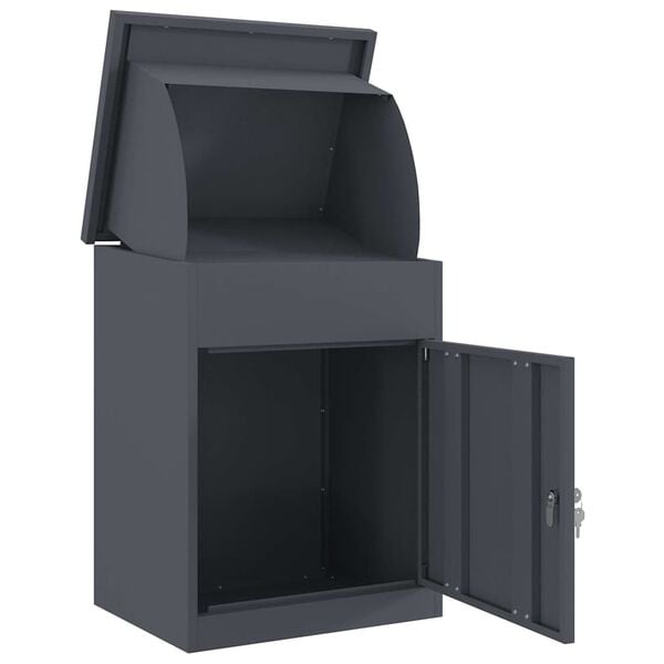 vidaXL Parcel Drop Box with Storage Anthracite 47.5 x 38 x 59 cm Steel