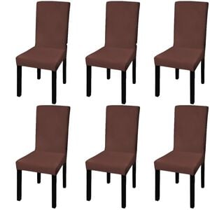 vidaXL Straight Stretchable Chair Cover 6 pcs Brown