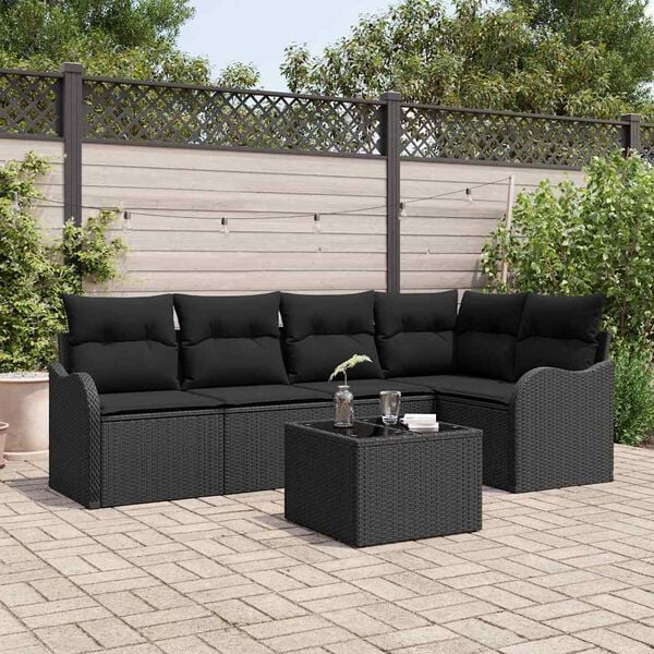 vidaXL Garden Sofa Set Black Poly Rattan