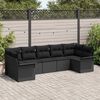 vidaXL Garden Sofa Set with Cushion 7 pcs Black Poly Rattan