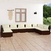 vidaXL 9 Piece Garden Lounge Set with Cushions Poly Rattan Brown
