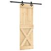 vidaXL Sliding Door Natural and Black 70 x 210 cm Solid Pine Wood