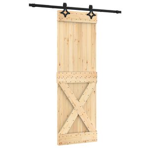 vidaXL Sliding Door Natural and Black 70 x 210 cm Solid Pine Wood