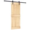 vidaXL Sliding Door Natural and Black 80 x 210 cm Solid Pine Wood