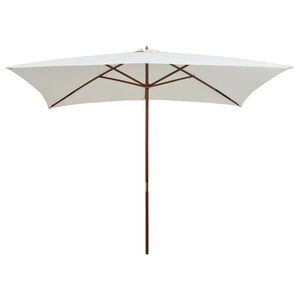 vidaXL Garden Parasol 200x300 cm Wooden Pole Cream White
