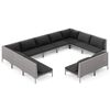 vidaXL 11 Piece Garden Lounge Set with Cushions Poly Rattan Dark Grey